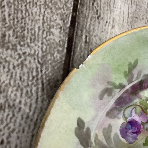 Charles Ahrenfeldt Antique Hand-Painted Decorative Porcelain Plate Chipped 10" - Picture 3 of 5
